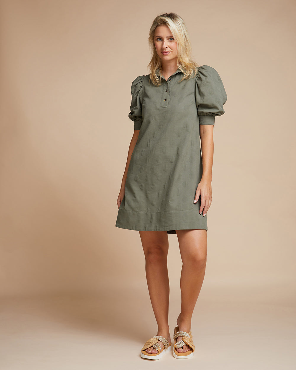 Belvedere Dress - Olive Dot