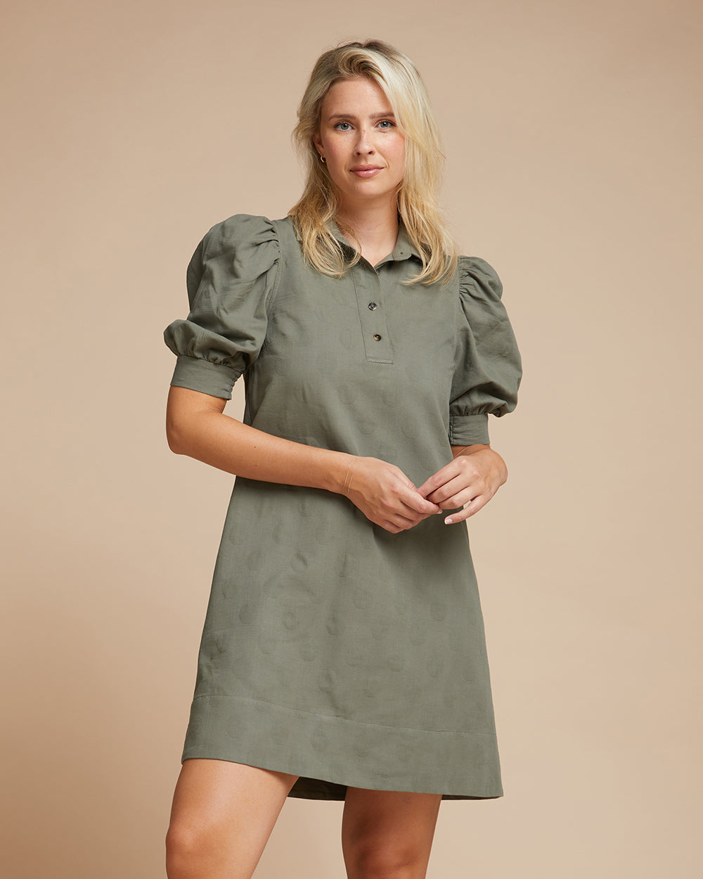 Belvedere Dress - Olive Dot