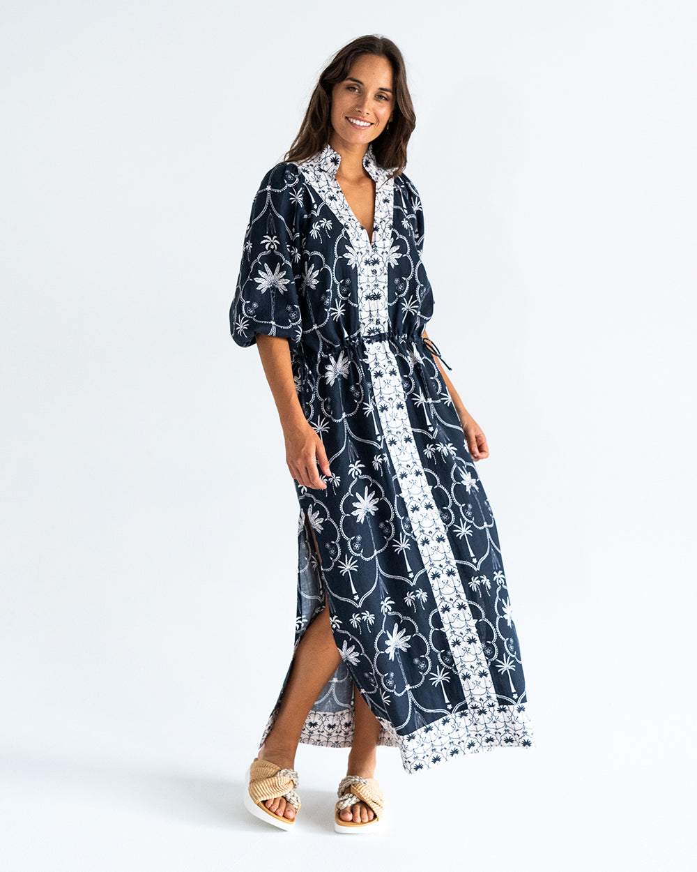 Cascada Maxi Dress - Navy Palm