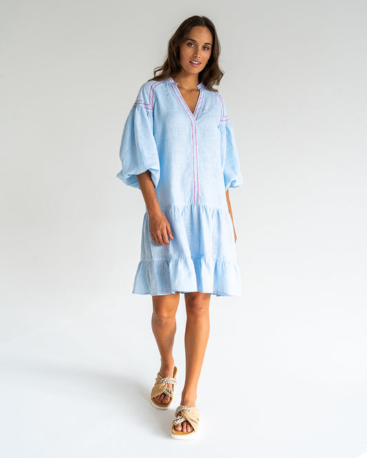 Sardinia Mini Dress - Sky