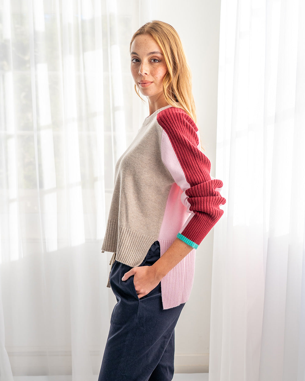 Sevilla Colourblock Knit - Quinoa Multi