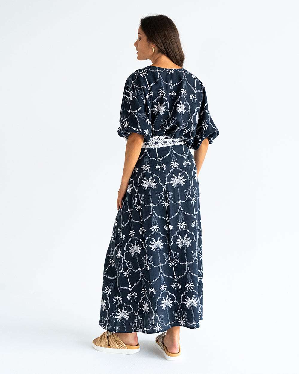 La Rocco Wrap Skirt - Navy Palm